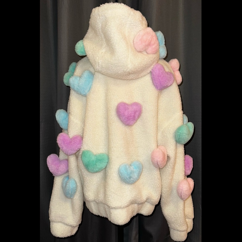 Sugar Thrillz Dolls Kill ‘SNUGGLE WONDERLAND’ Sherpa Hoodie Jacket White M/L NWT - Picture 2 of 10